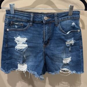 Judy Blue mid-rise denim shorts.